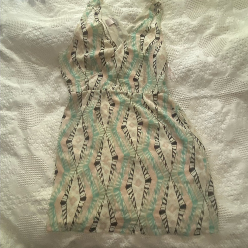 Forever 21 Mint and Black Patterned Mini Dress